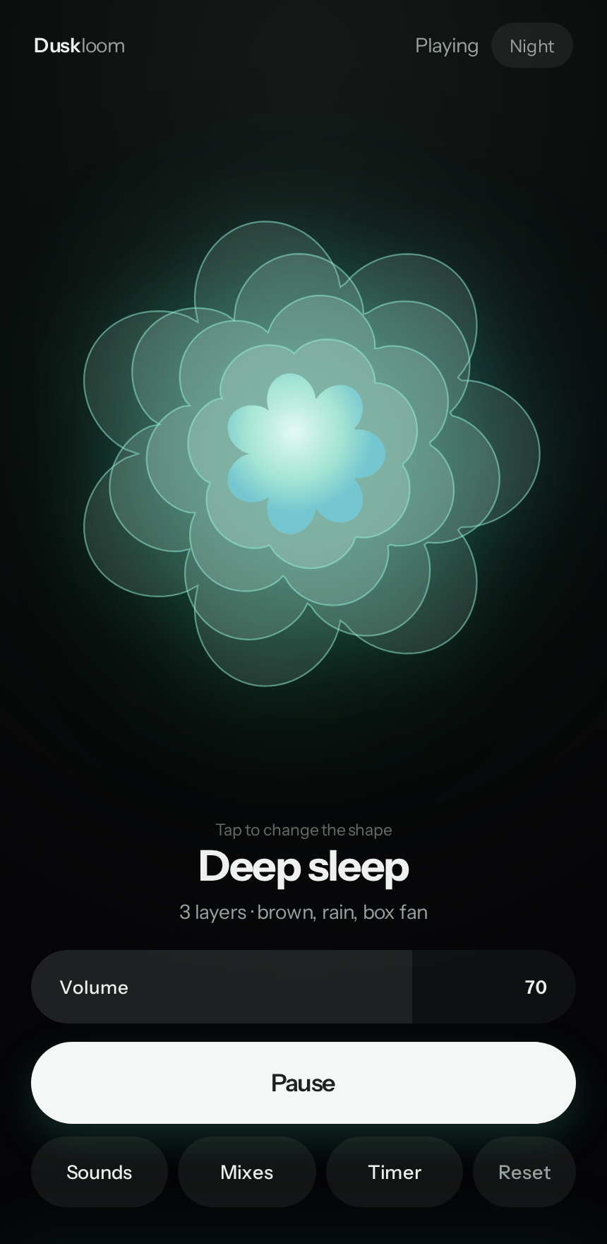 A deep sleep mix playing at night